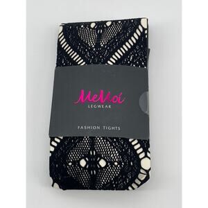 MEMOI Women's Black Artistic Edge Cutout Stretch Pull-On Fashion Tights SZ S/M